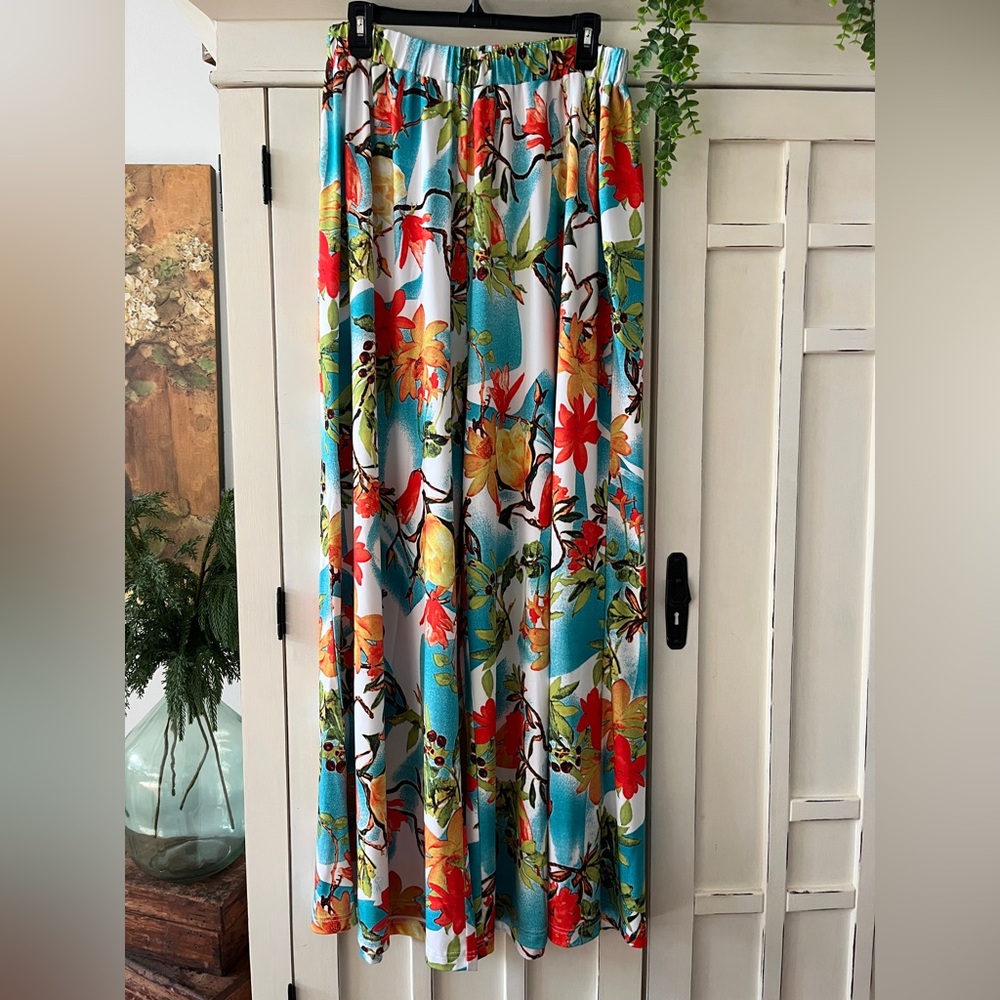 ISY B. Wide Leg Maxi Soft Flowy Resort Tropical Lounge nwot 3X